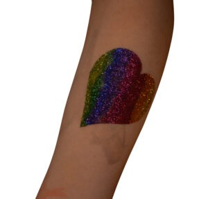 Bunte Glitzertattoos mit verschiedenen Motiven für Kinder