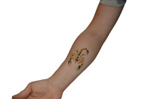 Kinder wählen ihre Lieblingsmotive für Glitzertattoos aus